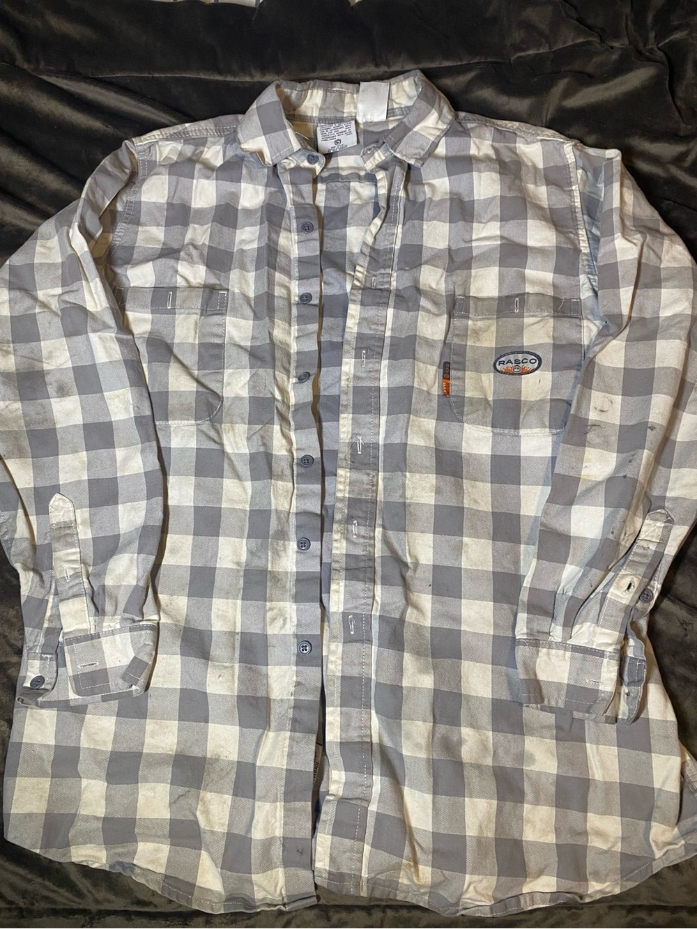 Rasco Men's Gray & White Plaid Work Button-Down Shirt